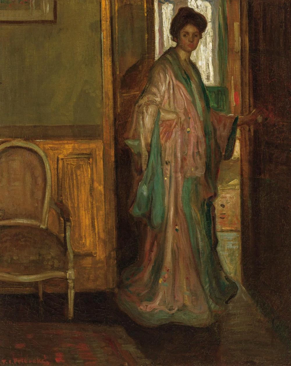 Donna in abito di seta